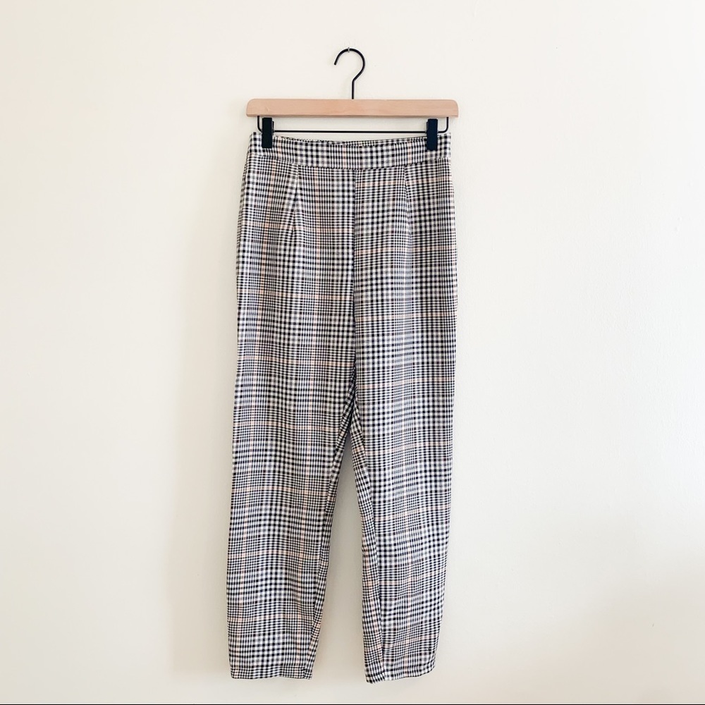 Boohoo‎ Classic Straight Leg Houndstooth Plaid Trouser  Pant 4